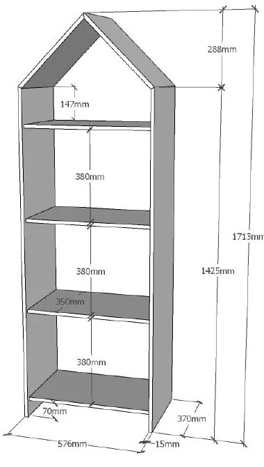 Bibliotecă Vipack Casami, 57 x 171 cm, alb