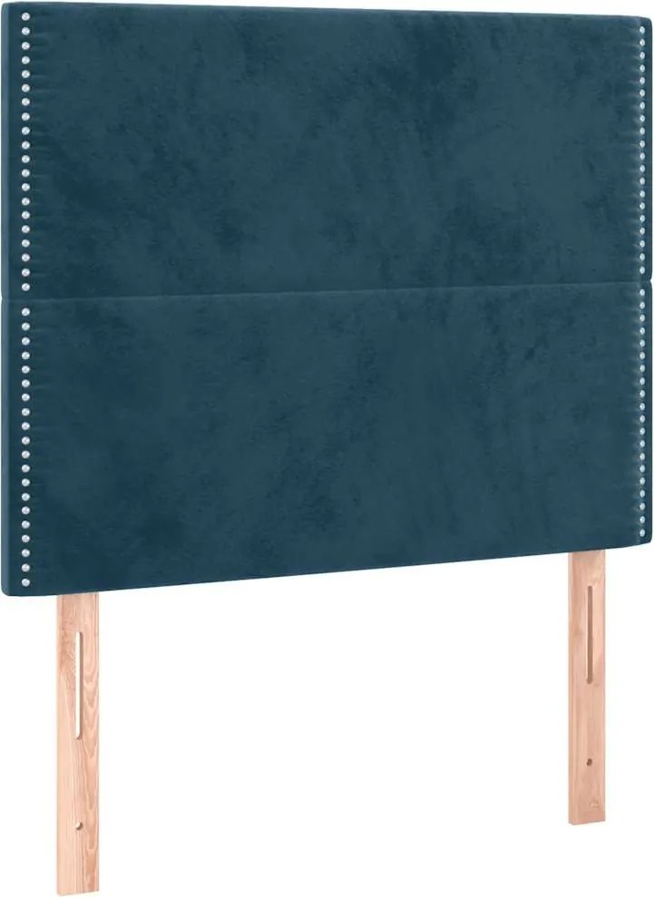 vidaXL Tăblie de pat albastru închis 100x5x118/128 cm catifea