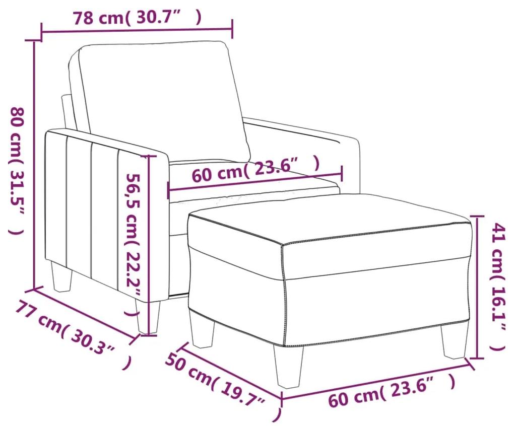 Fotoliu canapea cu taburet, crem, 60 cm, piele ecologica Crem, 78 x 77 x 80 cm