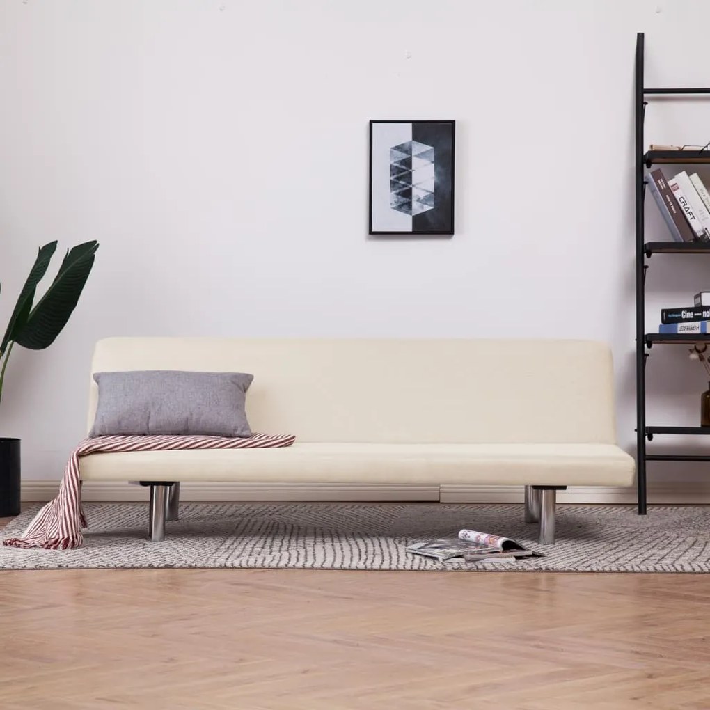 282194 vidaXL Canapea extensibilă, crem, poliester