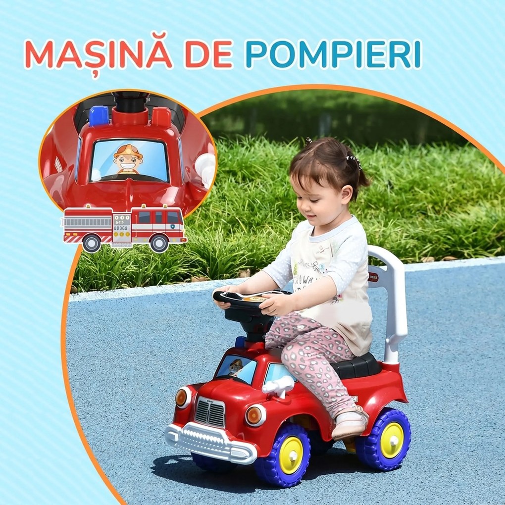 AIYAPLAY Mașină de Jucărie Per Copii 18-36 Luni a Acționare Manuală, Roșu | Aosom Romania