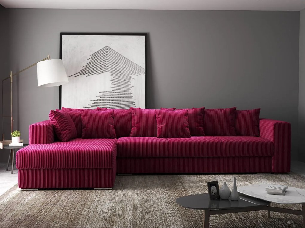 Colțar extensibil dumonde cu ladă de depozitare si sezut confortabil din spuma high-density, Gloria Zoom Red 320x183 cm