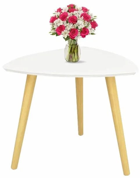 Masuta portabila Tavas 48 cm alb si lemn natural