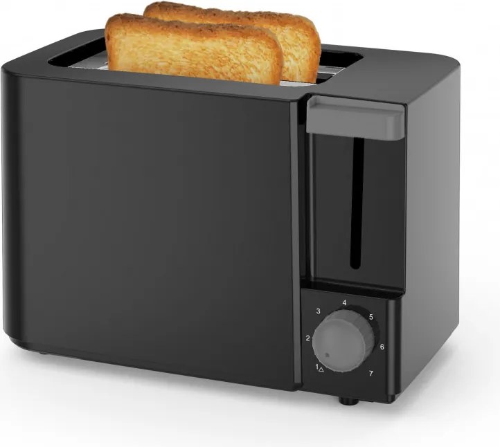 La mâna a doua: Prajitor de paine Rosbeg R51440F, 1050W, 2 felii, 6 trepte, Tava frimituri, Negru
