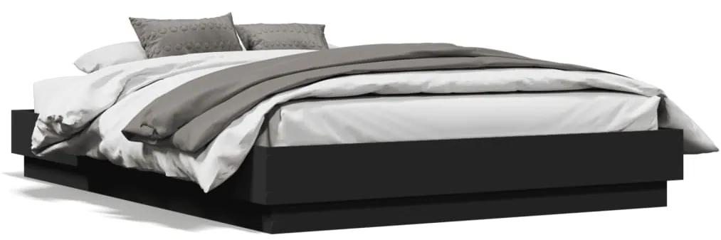 3209878 vidaXL Cadru de pat, negru ,135x190 cm, lemn prelucrat