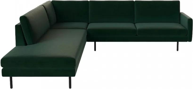 Canapea verde cu colt pentru 6 persoane din poliester si lemn Remix Dark Left Bolia