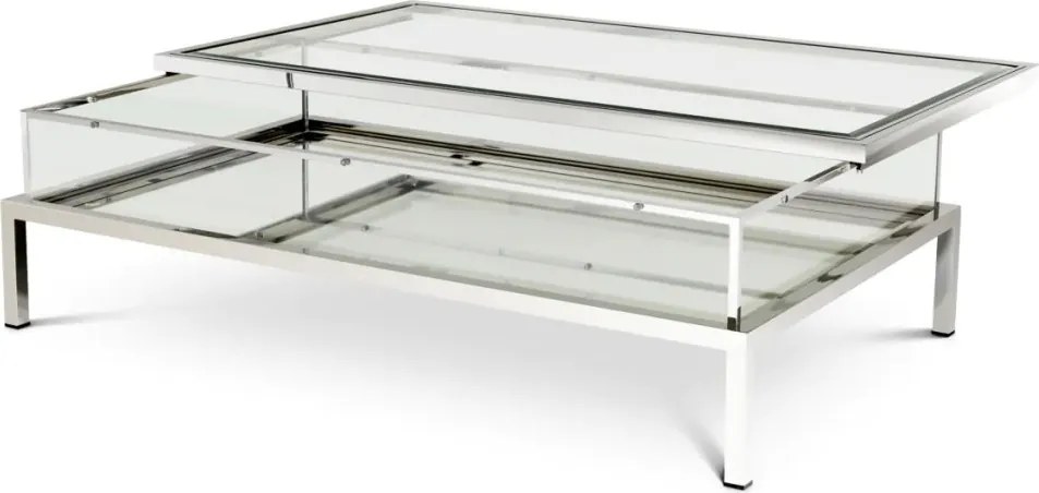 Masuta de cafea design LUX Harvey 140x85cm argintiu 109867 HZ