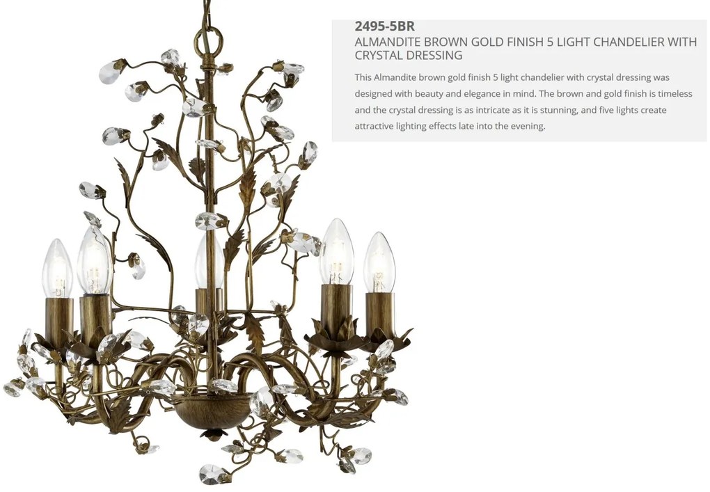 Lustra decorativa stil clasic Almandite 5L maro auriu 2495-5BR SRT