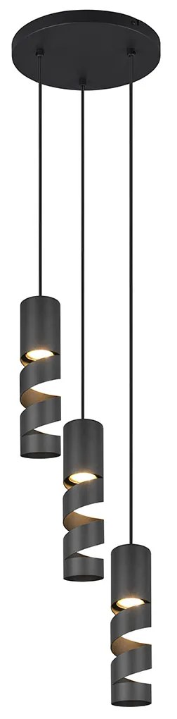 Lampă suspendată modernă neagră cu 3 lumini - Stream