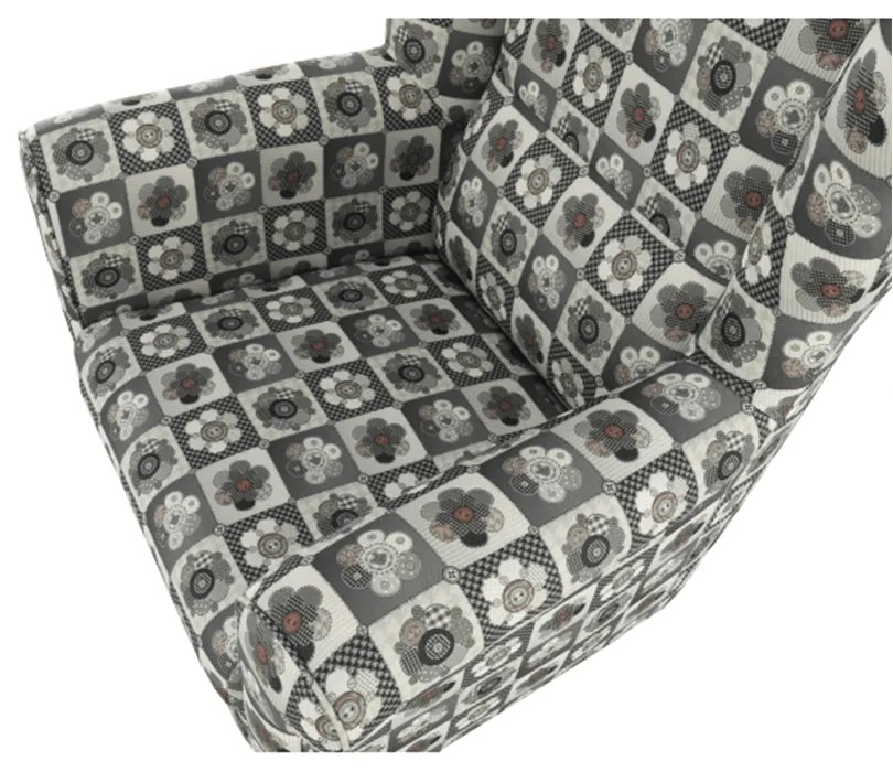 Fotoliu cu taburet, material textil în stilul patchwork N1, ASTRID