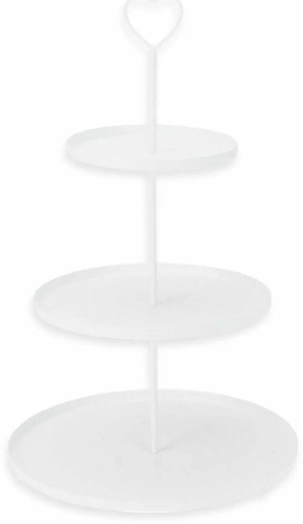 Suport metalic cu 3 etaje, 30 × 30 × 48 cm, alb