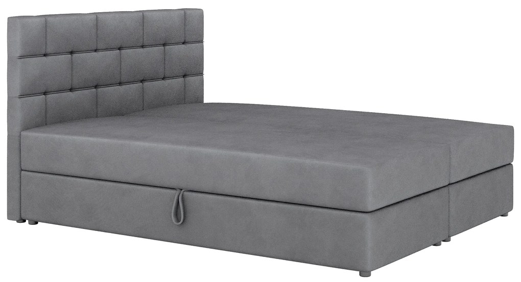 Pat matrimonial Boxspring 140x200 cm Waller Comfort (Gri închis) (cu somieră și saltea). 1056365