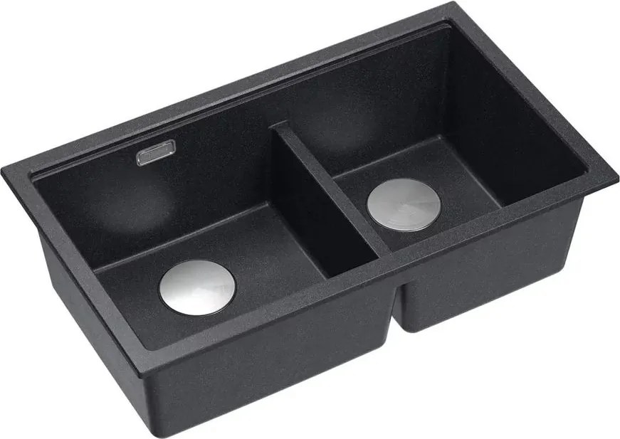 Chiuveta compozit incastrata Quadron Logan 120 negru diamant - inox 76x45 cm