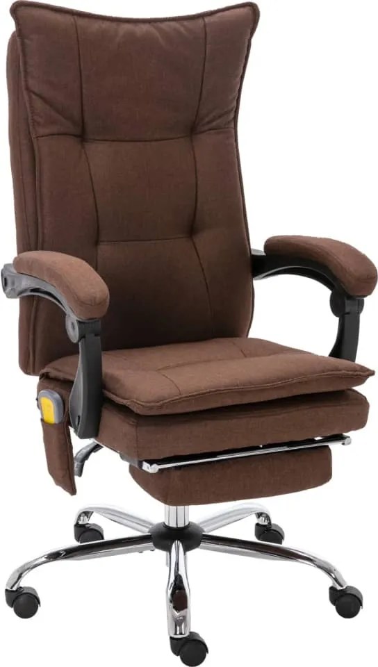 vidaXL Scaun de birou cu masaj, maro, material textil