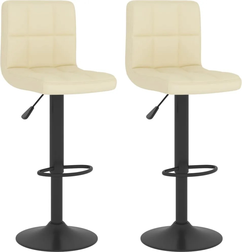 vidaXL Scaune de bar, 2 buc., crem, material textil