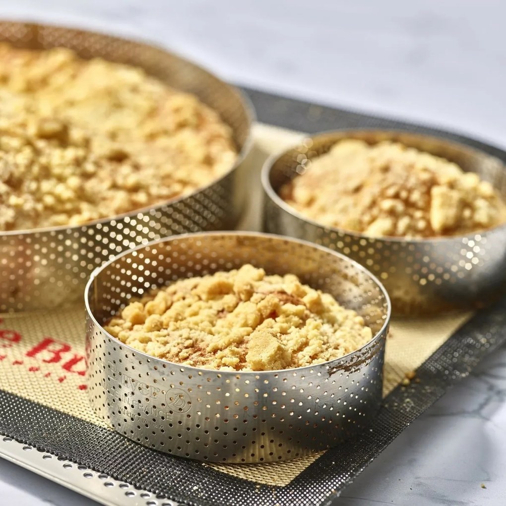 Inel de tort perforat cadru rotund De Buyer 3098.09, 24,5 cm, oțel inoxidabil, 24,5 cm