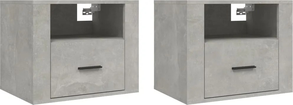 vidaXL Noptiere de perete, 2 buc., gri beton, 50x36x40 cm