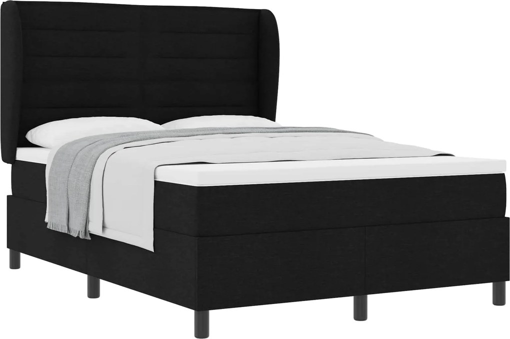 vidaXL Pat cu arcuri cu saltea Negru 160 x 200 cm țesătură