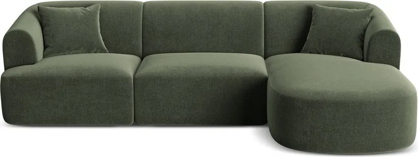 Colțar verde cu tapițerie din catifea (cu colț pe partea dreaptă/cu șezlong) Campi – Cosmopolitan Design