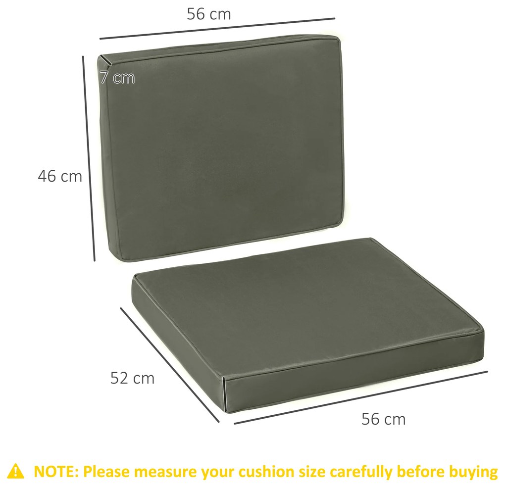 Outsunny Set de 2 perne de șezut pentru scaun perne detasabile confort mari perne matlasate umplute cu spumă material din poliester gri închis | Aosom Romania