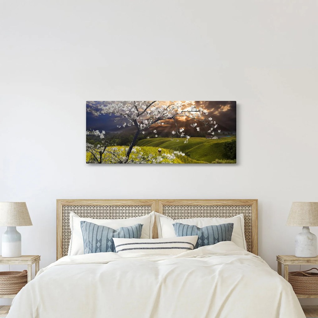 Tablou - Peisaj cu pomul înflorit (120x50 cm)