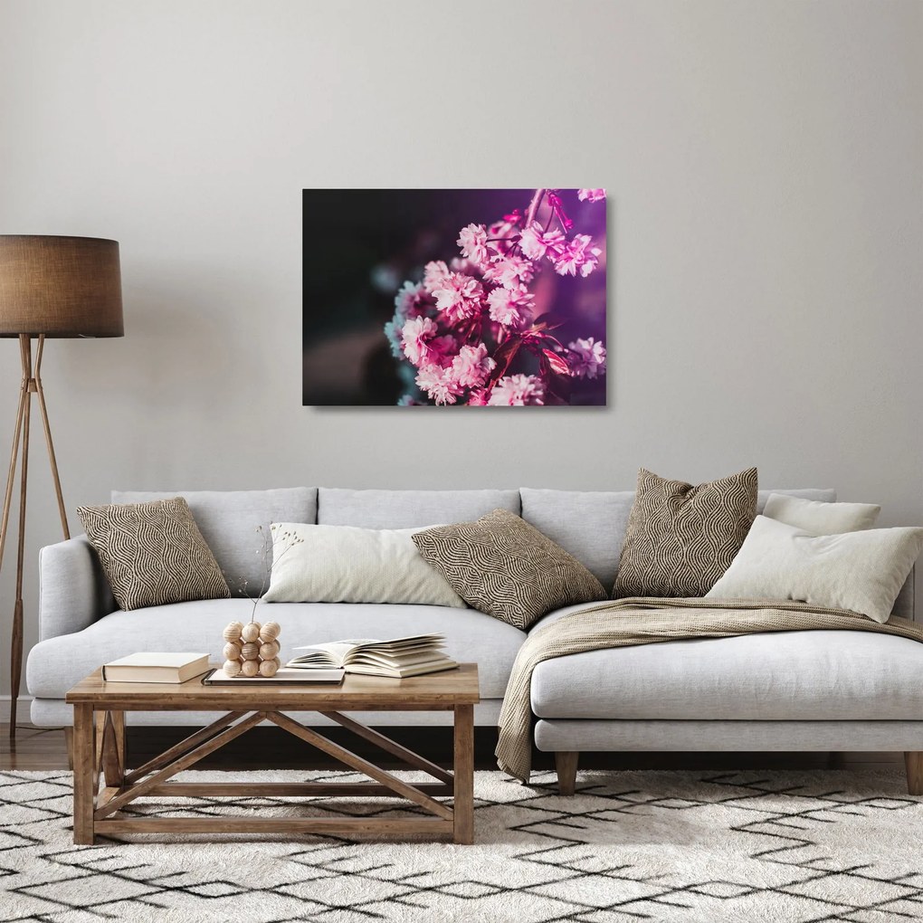 Tablou pe sticlă cu florile copacilor (70x50 cm)