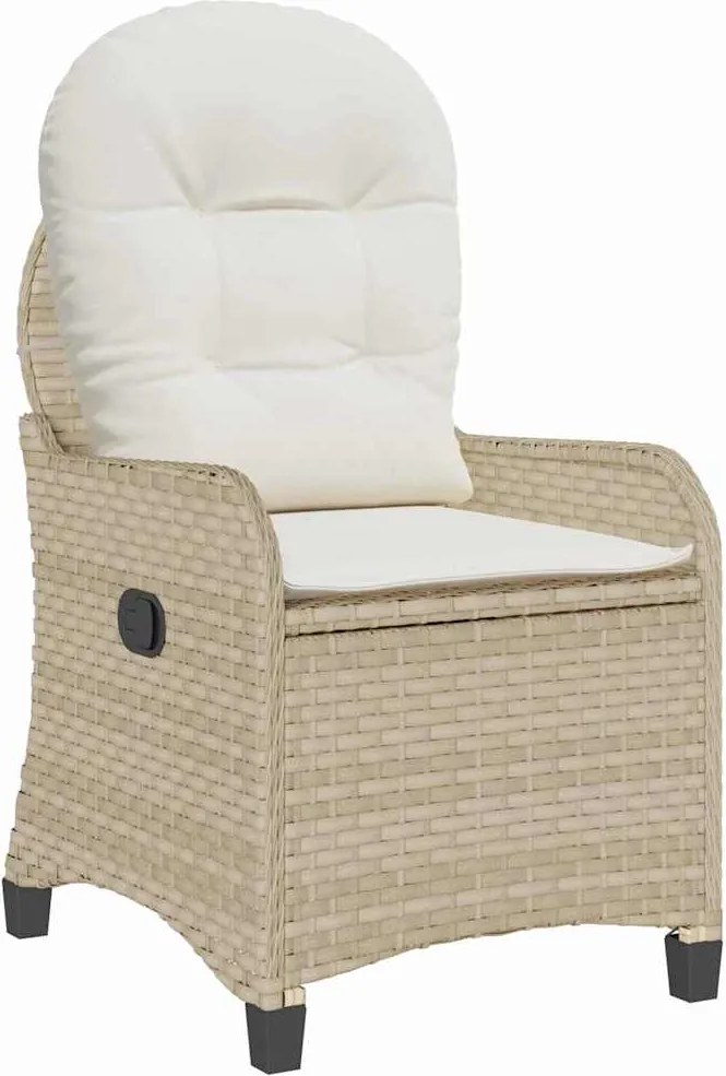 vidaXL Fotoliu recliner cu pernă Bej 56 x 66 x 95 cm poliratan