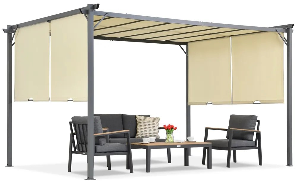 Cream Sevilla 3x4m patio pergola cu perdele Garden Point
