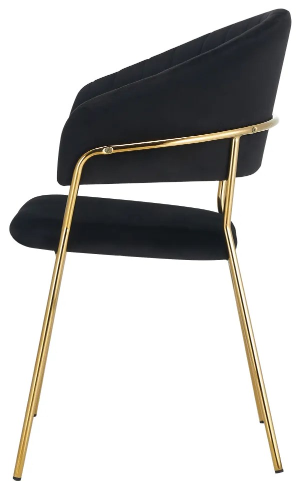 Scaun de sufragerie de design, material Velvet negru gold crom auriu, DASMIN TIP 1