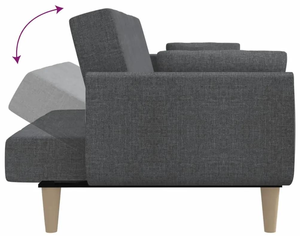Canapea extensibila cu 2 locuri, 2 perne, gri deschis, textil Gri deschis, Fara scaunel pentru picioare Fara scaunel pentru picioare