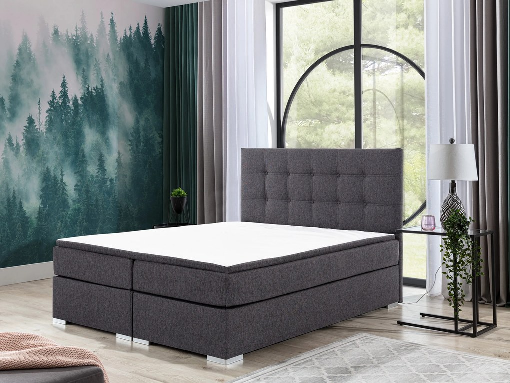 Pat matrimonial Boxspring 160 cm Irma 01 (gri închis). 1044539