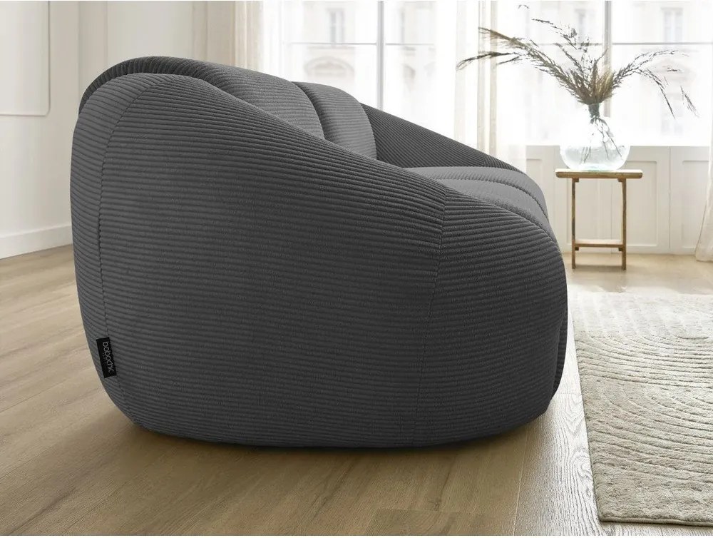 Canapea gri cu tapițerie din catifea reiată 250 cm Tina – Bobochic Paris