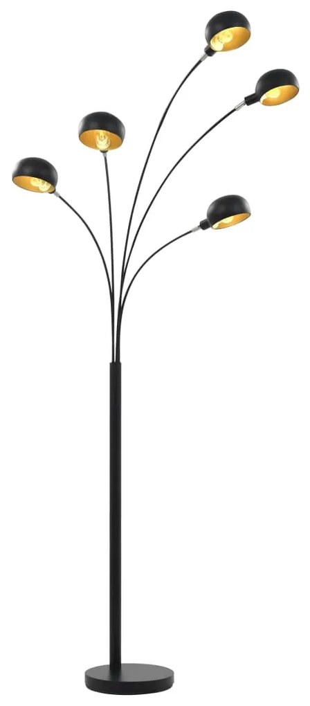 Lampa de podea, negru si auriu, 200 cm, 5 x E14 1, Negru si auriu, Negru si auriu