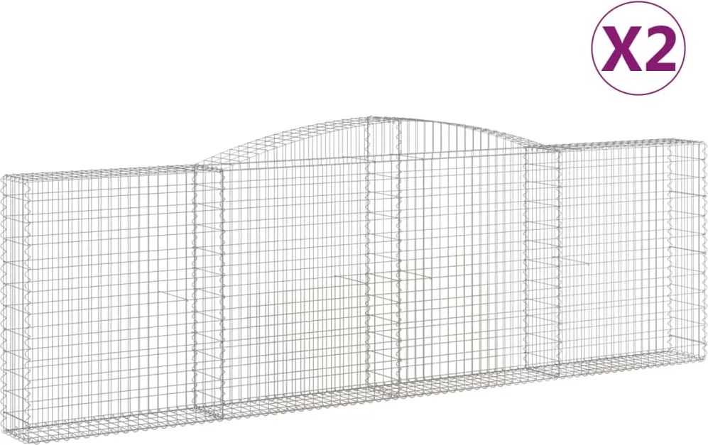 vidaXL Coșuri gabion arcuite 2 buc. 400x30x120/140cm fier galvanizat