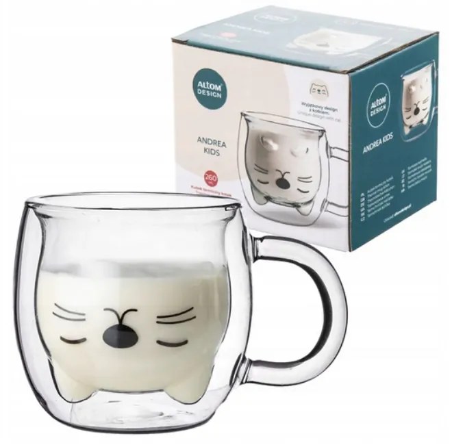Cana pereti dubli Cat, sticla termo, 260 ml