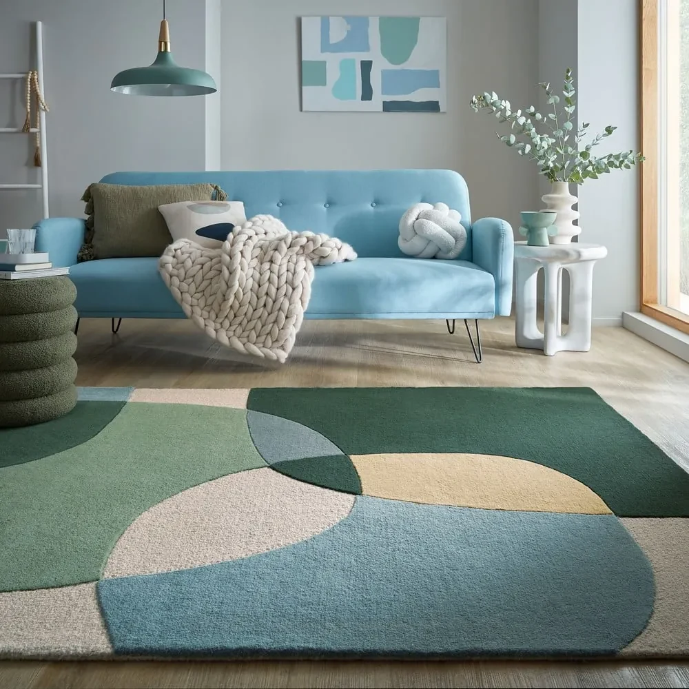 Covor verde țesut manual din lână 160x230 cm Glow Green &amp; Blue – Flair Rugs