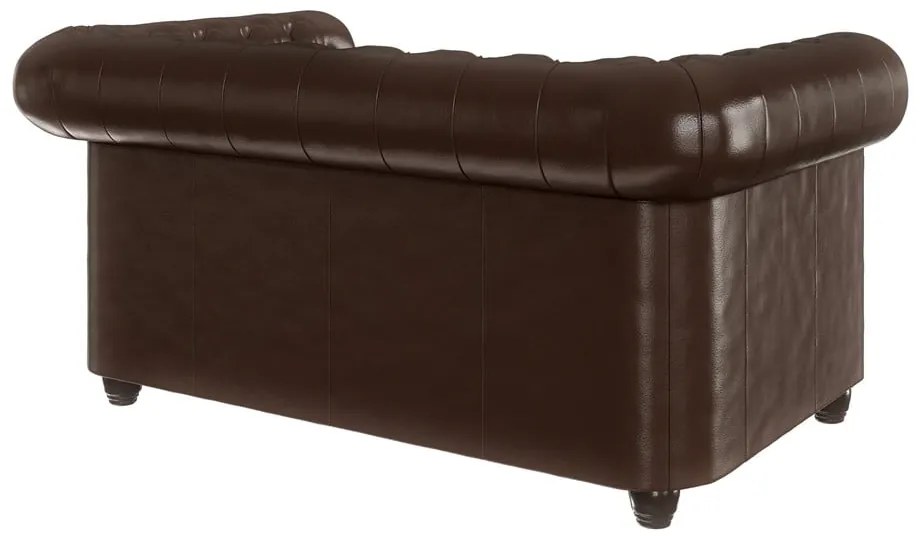 Canapea maro închis extensibilă cu tapițerie din imitație de piele 148 cm York – Ropez