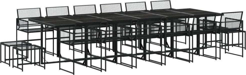 vidaXL Set mobilier de grădină, 17 piese, negru, poliratan