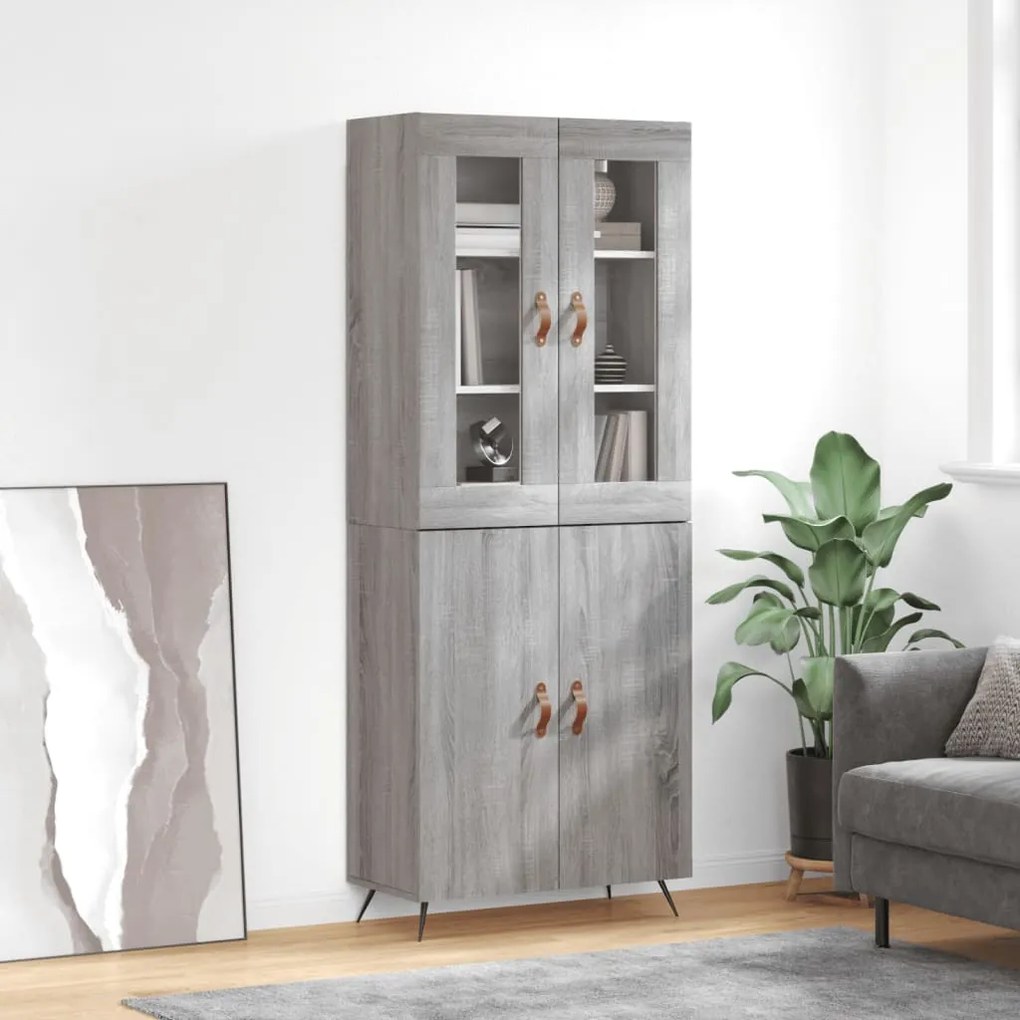 vidaXL Dulap înalt, gri sonoma, 69,5x34x180 cm, lemn compozit