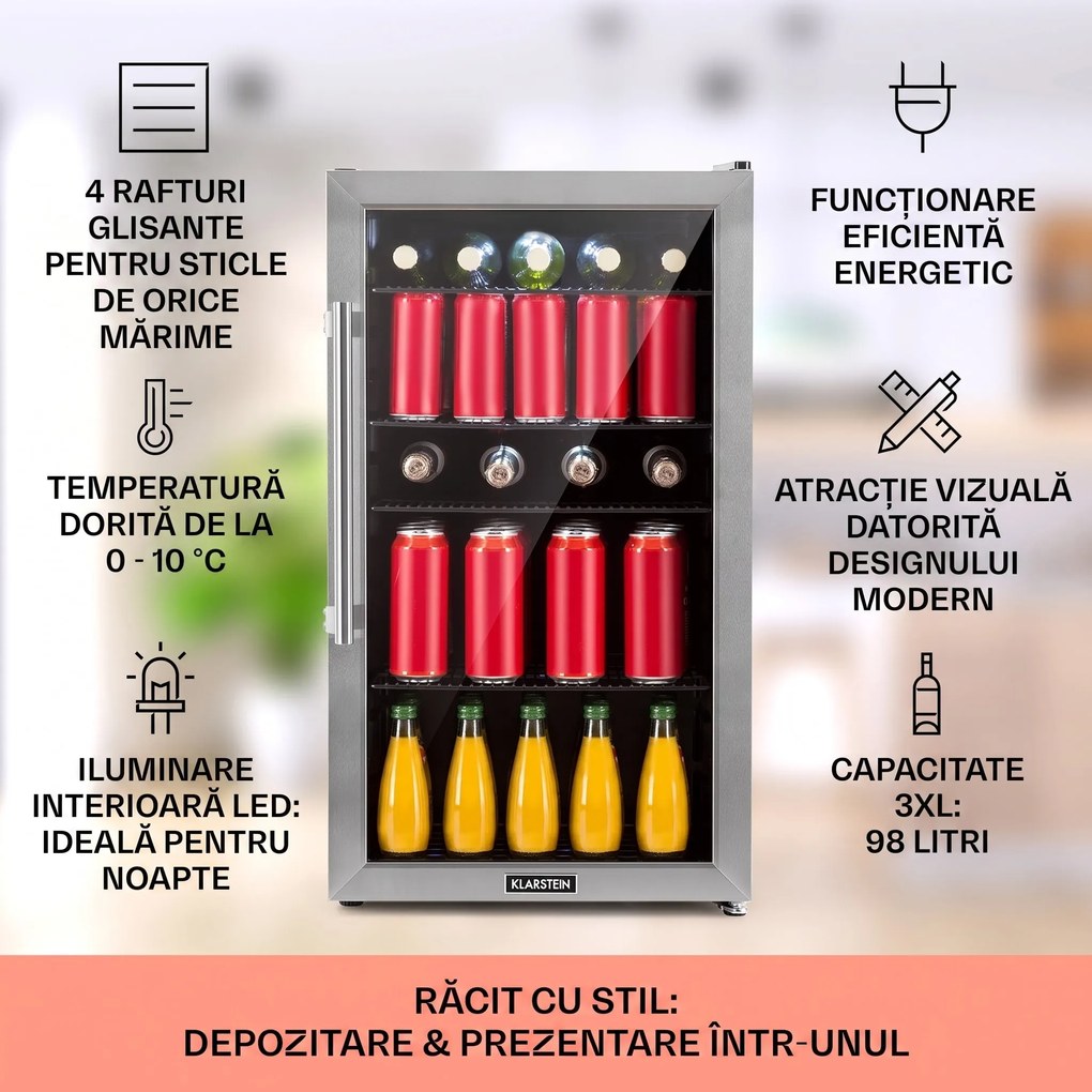 Klarstein Beersafe 3XL, frigider, 98 l, 4 rafturi, 7 nivele, negre