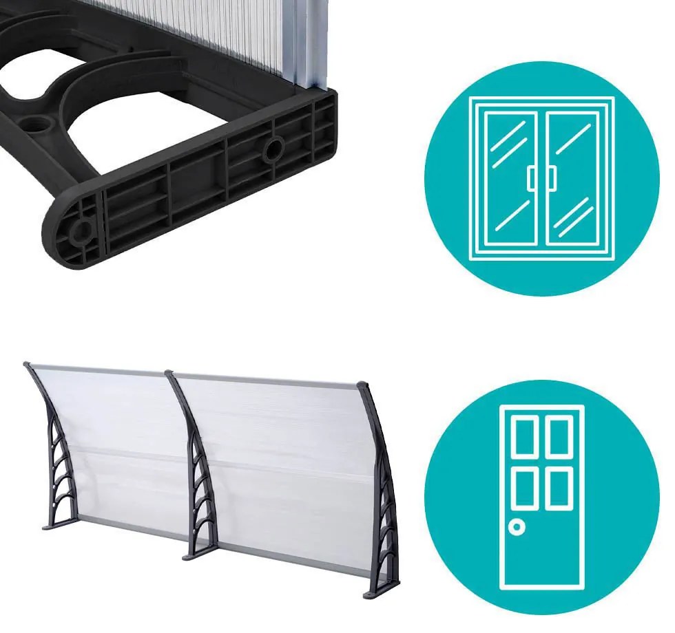 Marchiza copertina din policarbonat 240x90 cm-negru