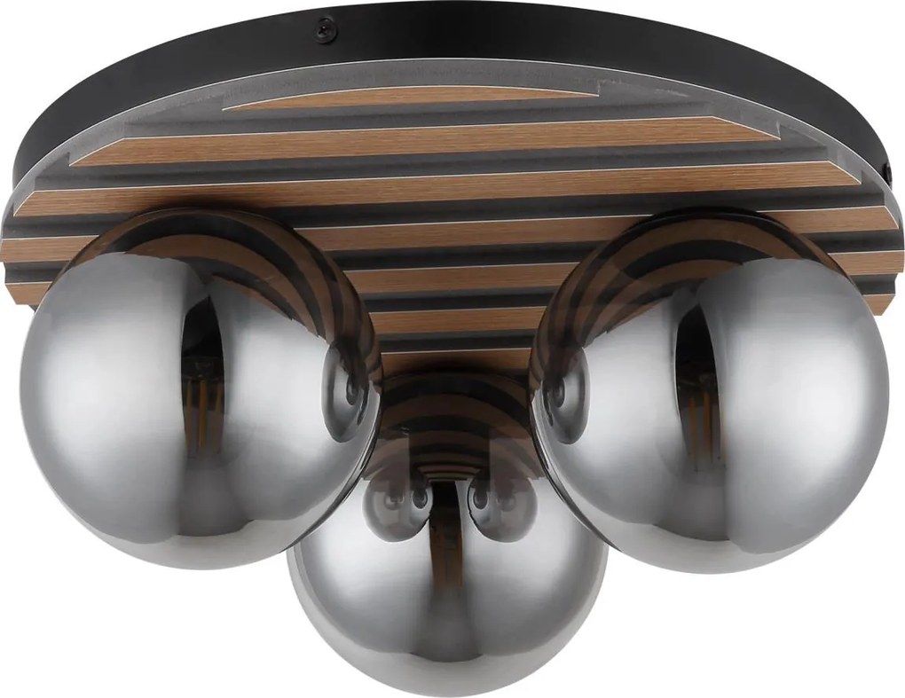 Globo 54343-3 - Plafonieră PARSONS 3xE27/40W/230V Ø 39 cm maro/fumuriu