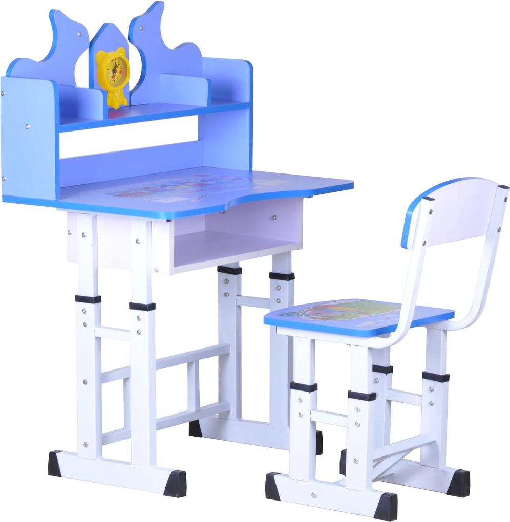 Set birou copii, albastru, 69x45x88-98 cm