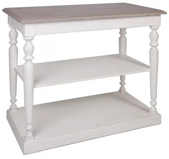 Consola alba din lemn de pin, cu aspect vintage, single, Paris
