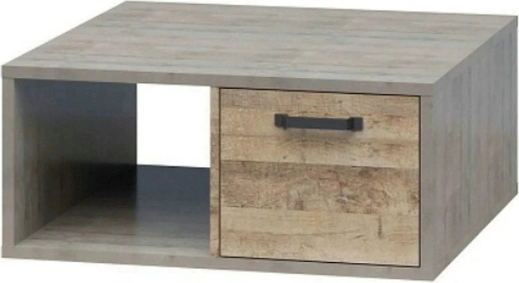 Masuta cafea Bari, stejar nisip/gri, PAL laminat, 80x80x35 cm