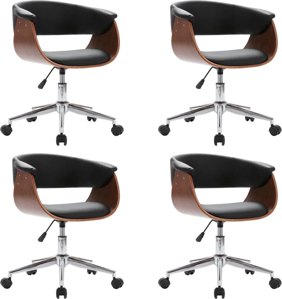 vidaXL Scaune de bucătărie pivotante, 4 buc., negru, piele ecologică
