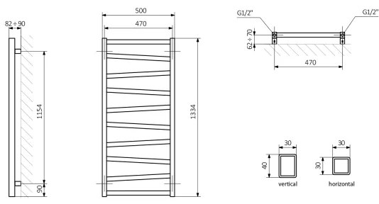 Sapho - Radiator de baie ZIG, 490 W / 230 V, 50 x 133 cm, alb