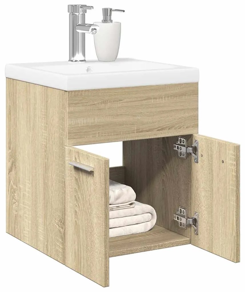 vidaXL Set mobilier de baie, 2 piese, stejar sonoma, lemn prelucrat