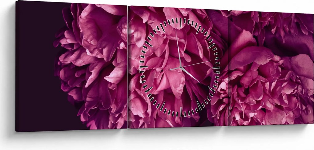 Tablou - Floarea bujorului (cu ceas) (90x30 cm)