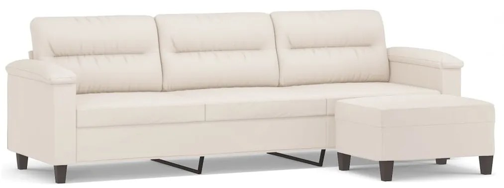 Canapea cu 3 locuri si taburet, bej, 210 cm, microfibra Bej, 240 x 77 x 80 cm